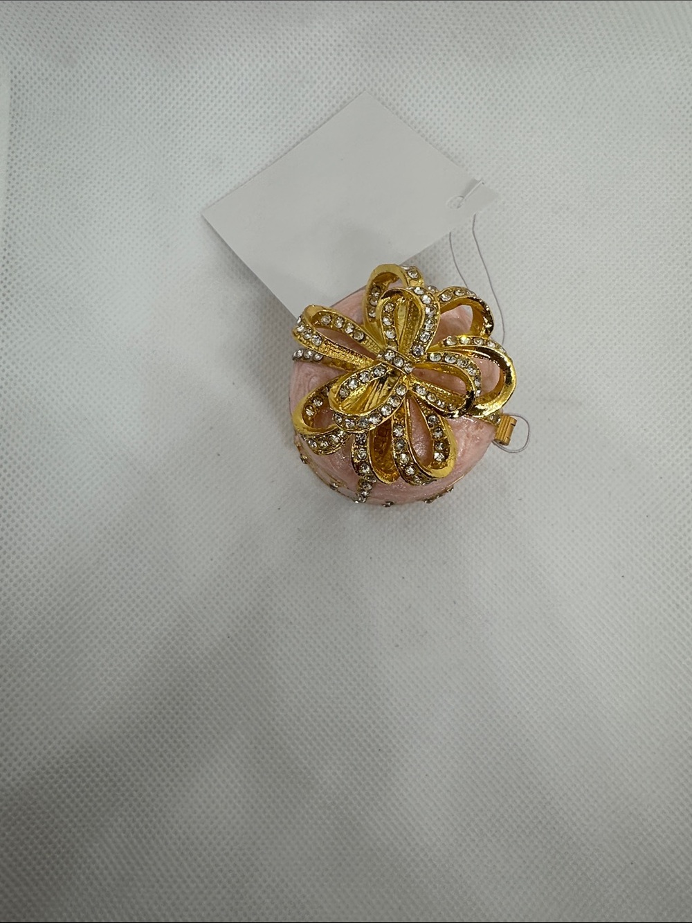 Pink Jeweled Trinket/Jewelry Box with Gold Bow - Picture 4 of 5